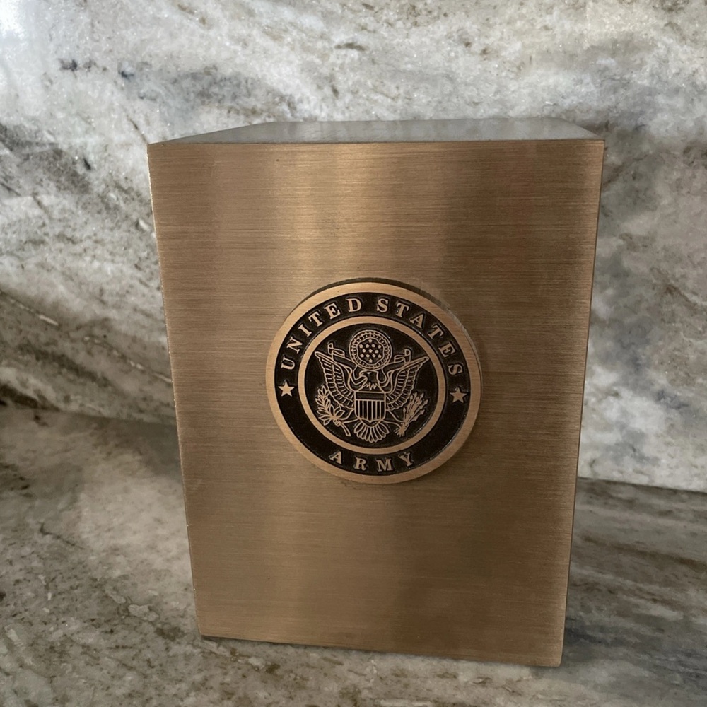 Vintage Superior Solid Bronze United States Army Cube Urn
